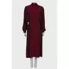 Burgundy dress with batwing sleeve