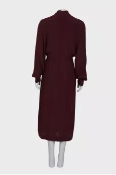 Burgundy dress with batwing sleeve