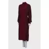 Burgundy dress with batwing sleeve