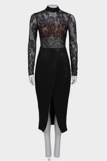 Maxi dress with lace top