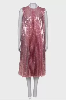 Sequin pleated dress with tag