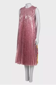 Sequin pleated dress with tag