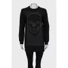 Skull appliqué hoodie dress