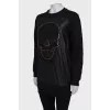 Skull appliqué hoodie dress
