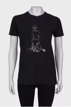 Black printed T-shirt