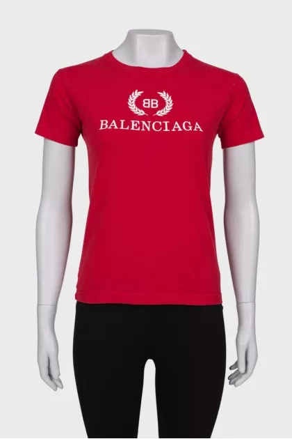Red T-shirt with brand logo
