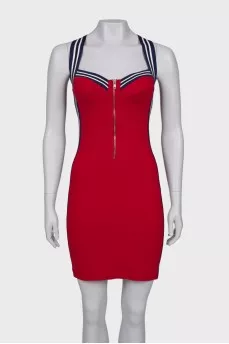 Red dress with stripes