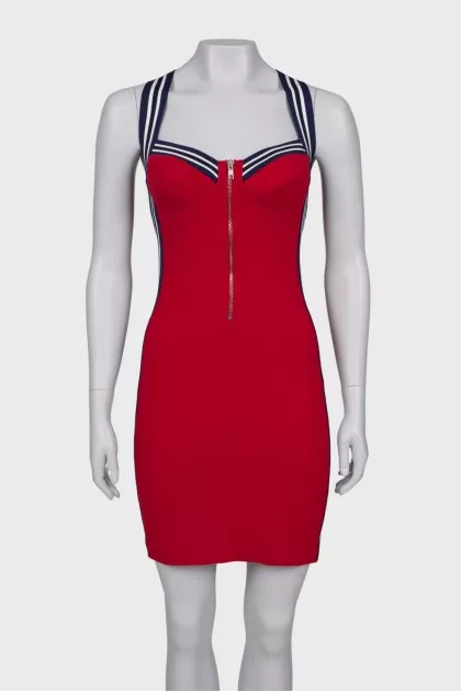 Red dress with stripes