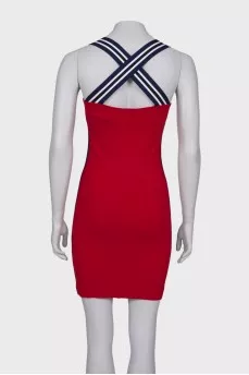 Red dress with stripes