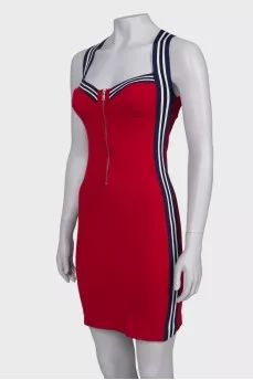 Red dress with stripes