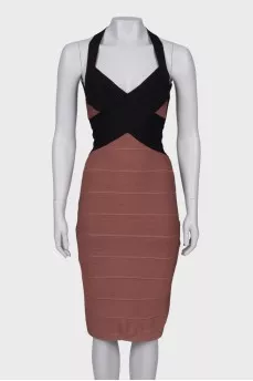 Brown open back dress
