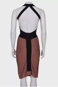 Brown open back dress