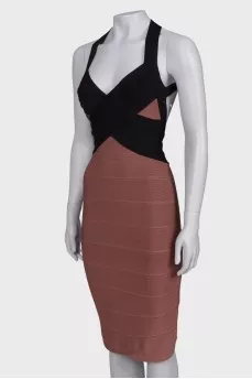 Brown open back dress