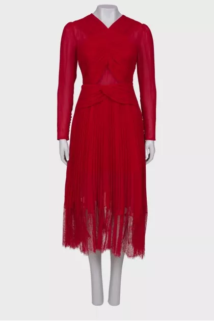 Red pleated dress