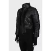 Ruffled black leather jacket