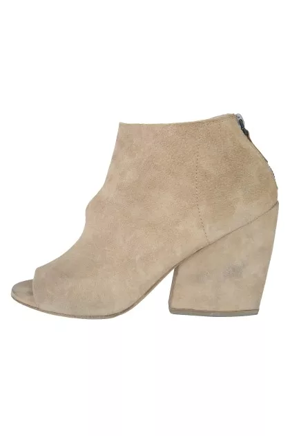 Suede open-toe ankle boots