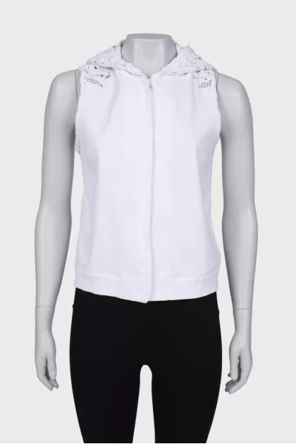 White lace hooded vest