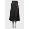 Black leather skirt with slit