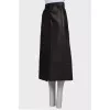 Black leather skirt with slit