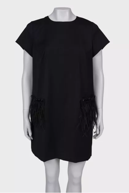 Dress with feathers on the sides