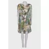 Printed dress with tie sleeves