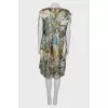 Printed dress with tie sleeves