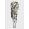 Printed dress with tie sleeves