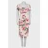 Beige floral print dress with tag