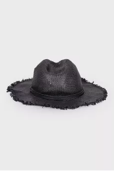 Black wicker hat