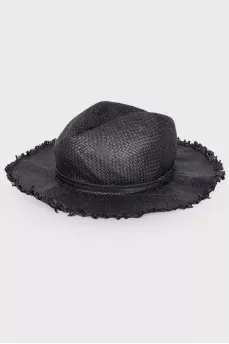 Black wicker hat