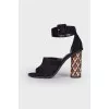Patterned heeled sandals