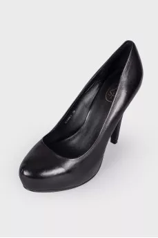 Black leather shoes