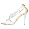 White metallic sandals