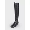Boots in leather and textile