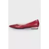 Snake-embossed leather ballet flats