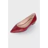 Snake-embossed leather ballet flats
