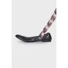 Black leather ballet flats with ties