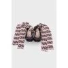 Black leather ballet flats with ties