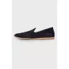 Perforated suede black moccasins