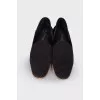Perforated suede black moccasins