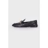 Leather loafers with golden chain