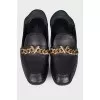 Leather loafers with golden chain