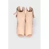 Open toecap leather ankle boots