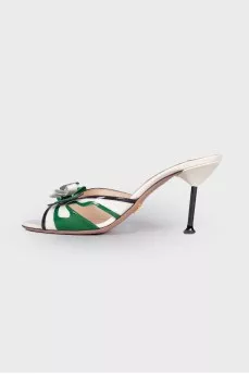 Leather slippers with heels
