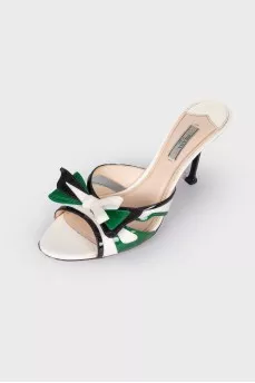 Leather slippers with heels