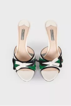 Leather slippers with heels