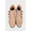 Suede cossacks with golden rhinestones