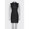 Leather dress with metallic rhinestones