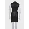 Leather dress with metallic rhinestones