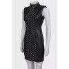 Leather dress with metallic rhinestones